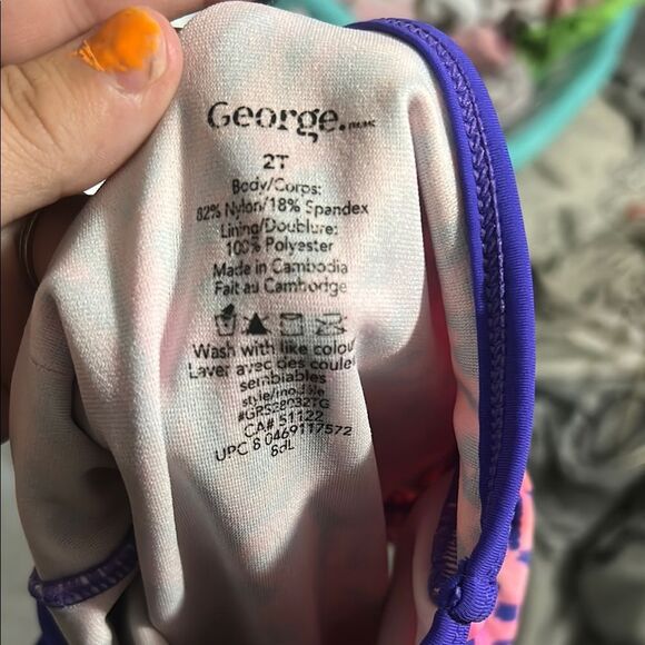 🫶🏻6/$25 George Pink and Purple Swimsuit - Picture 2 of 2